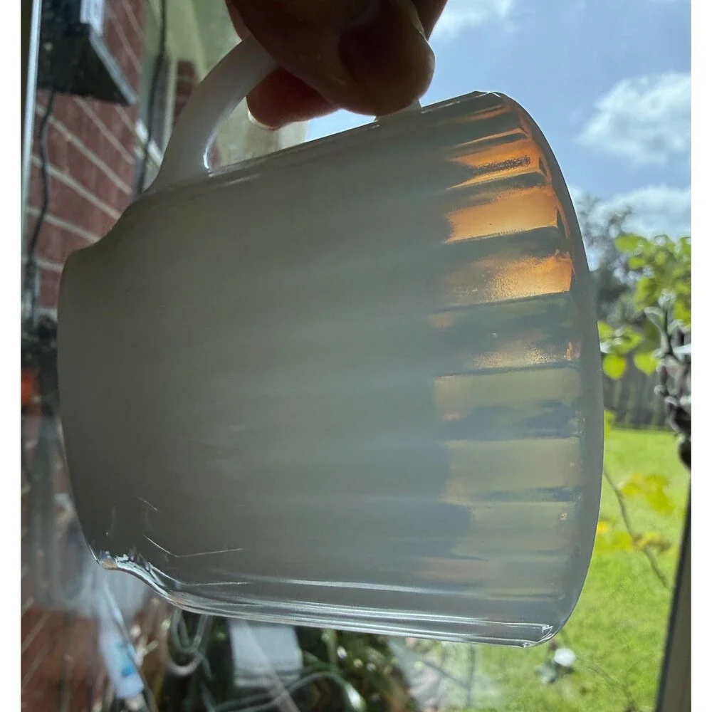 Milk Glass MacBeth Evans Tea Cups and Saucers Depressions Glass Opalescent